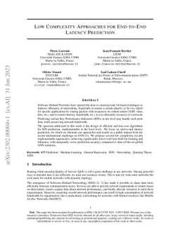 Low Complexity Approaches for End-to-End Latency Prediction