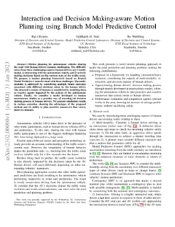 Interaction and Decision Making-aware Motion Planning using Branch Model
  Predictive Control