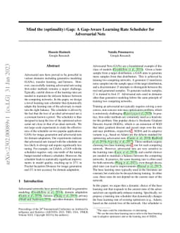 Mind the (optimality) Gap: A Gap-Aware Learning Rate Scheduler for
  Adversarial Nets