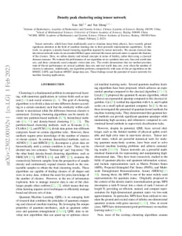 Density peak clustering using tensor network
