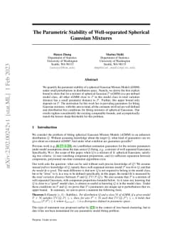 The Parametric Stability of Well-separated Spherical Gaussian Mixtures