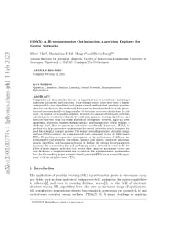 HOAX: A Hyperparameter Optimization Algorithm Explorer for Neural
  Networks
