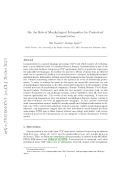 On the Role of Morphological Information for Contextual Lemmatization