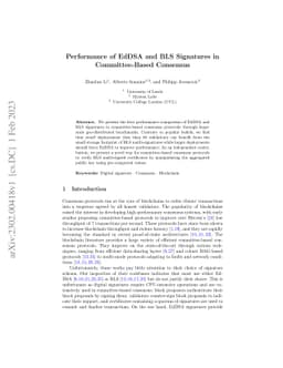Performance of EdDSA and BLS Signatures in Committee-Based Consensus