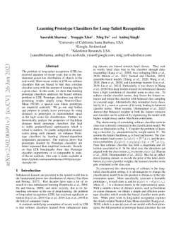 Learning Prototype Classifiers for Long-Tailed Recognition