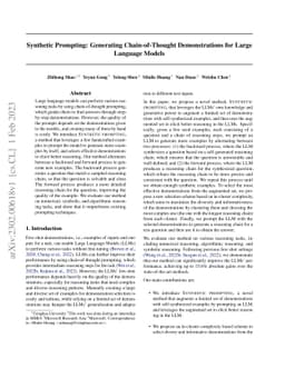Synthetic Prompting: Generating Chain-of-Thought Demonstrations for
  Large Language Models