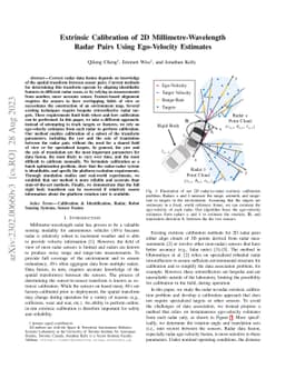 Extrinsic Calibration of 2D Millimetre-Wavelength Radar Pairs Using
  Ego-Velocity Estimates