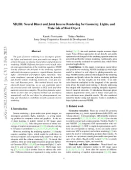 NDJIR: Neural Direct and Joint Inverse Rendering for Geometry, Lights,
  and Materials of Real Object