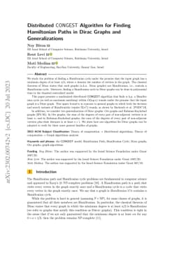 Distributed CONGEST Algorithm for Finding Hamiltonian Paths in Dirac
  Graphs and Generalizations