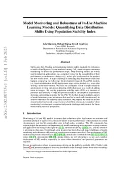 Model Monitoring and Robustness of In-Use Machine Learning Models:
  Quantifying Data Distribution Shifts Using Population Stability Index