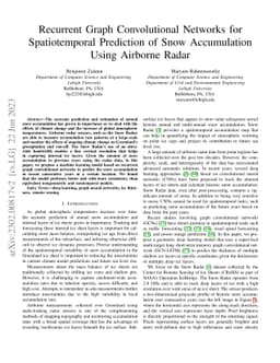 Recurrent Graph Convolutional Networks for Spatiotemporal Prediction of
  Snow Accumulation Using Airborne Radar