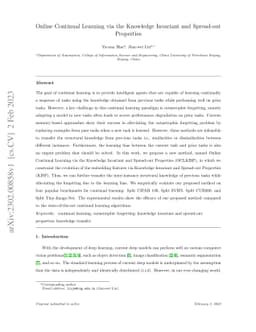 Online Continual Learning via the Knowledge Invariant and Spread-out
  Properties