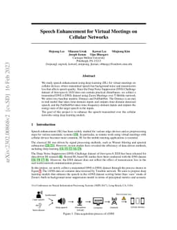 Speech Enhancement for Virtual Meetings on Cellular Networks