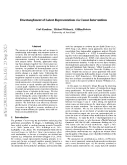 Disentanglement of Latent Representations via Causal Interventions