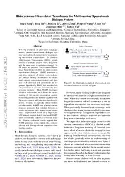 History-Aware Hierarchical Transformer for Multi-session Open-domain
  Dialogue System