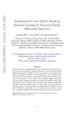 An Enhanced V-cycle MgNet Model for Operator Learning in Numerical
  Partial Differential Equations