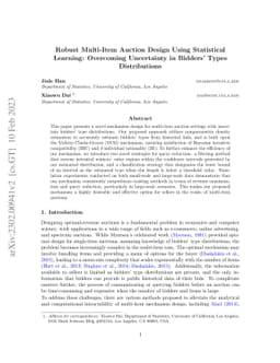 Robust multi-item auction design using statistical learning: Overcoming
  uncertainty in bidders' types distributions