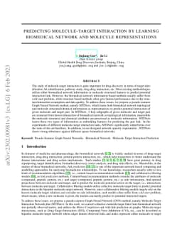 Predicting Molecule-Target Interaction by Learning Biomedical Network
  and Molecule Representations