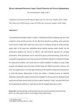 Physics Informed Piecewise Linear Neural Networks for Process
  Optimization