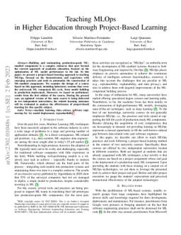 Teaching MLOps in Higher Education through Project-Based Learning