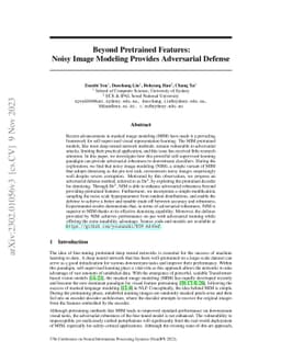 Beyond Pretrained Features: Noisy Image Modeling Provides Adversarial
  Defense