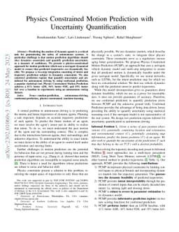 Physics Constrained Motion Prediction with Uncertainty Quantification