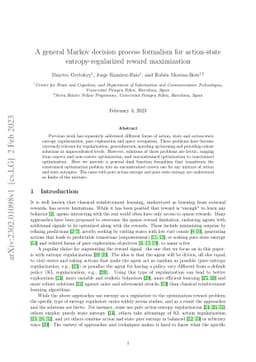 A general Markov decision process formalism for action-state
  entropy-regularized reward maximization