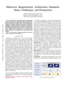 Metaverse: Requirements, Architecture, Standards, Status, Challenges,
  and Perspectives