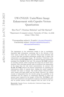 UW-CVGAN: UnderWater Image Enhancement with Capsules Vectors
  Quantization