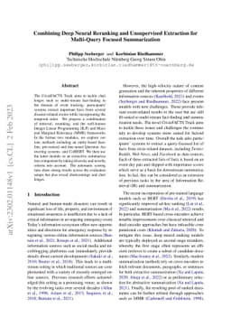 Combining Deep Neural Reranking and Unsupervised Extraction for
  Multi-Query Focused Summarization