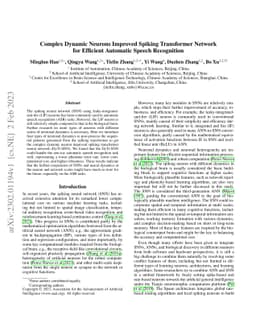 Complex Dynamic Neurons Improved Spiking Transformer Network for
  Efficient Automatic Speech Recognition