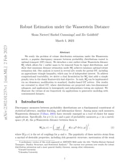 Robust Estimation under the Wasserstein Distance