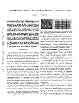 Toward Efficient Physical and Algorithmic Design of Automated Garages