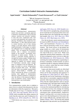 Curriculum-Guided Abstractive Summarization