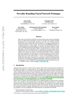 Provably Bounding Neural Network Preimages