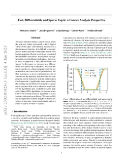 Fast, Differentiable and Sparse Top-k: a Convex Analysis Perspective