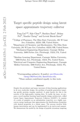 Target specific peptide design using latent space approximate trajectory
  collector