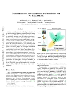 Gradient Estimation for Unseen Domain Risk Minimization with Pre-Trained
  Models