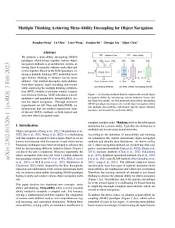 Multiple Thinking Achieving Meta-Ability Decoupling for Object
  Navigation