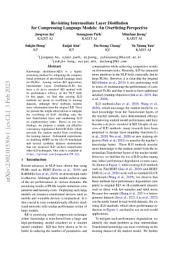 Revisiting Intermediate Layer Distillation for Compressing Language
  Models: An Overfitting Perspective