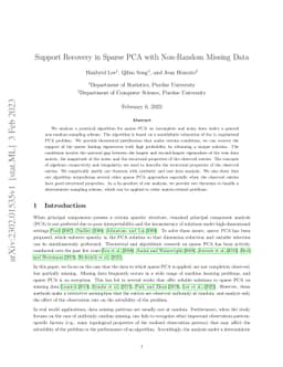 Support Recovery in Sparse PCA with Non-Random Missing Data