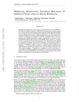 Modeling Sequential Sentence Relation to Improve Cross-lingual Dense
  Retrieval