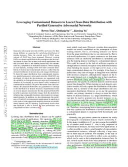 Leveraging Contaminated Datasets to Learn Clean-Data Distribution with
  Purified Generative Adversarial Networks