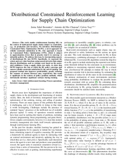 Distributional constrained reinforcement learning for supply chain
  optimization