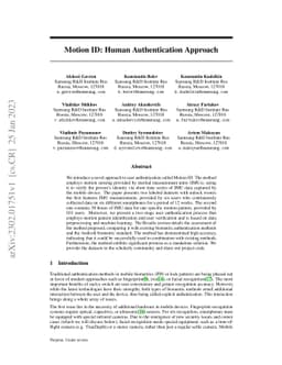 Motion ID: Human Authentication Approach