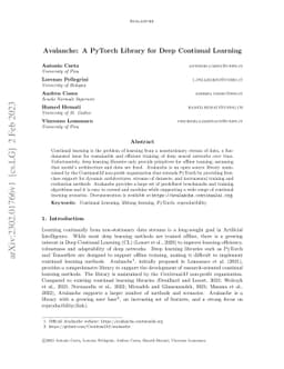 Avalanche: A PyTorch Library for Deep Continual Learning