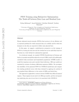 PINN Training using Biobjective Optimization: The Trade-off between Data
  Loss and Residual Loss