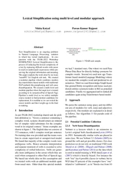 Lexical Simplification using multi level and modular approach