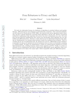 From Robustness to Privacy and Back