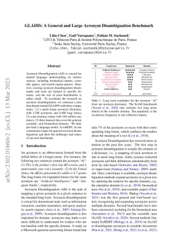 GLADIS: A General and Large Acronym Disambiguation Benchmark